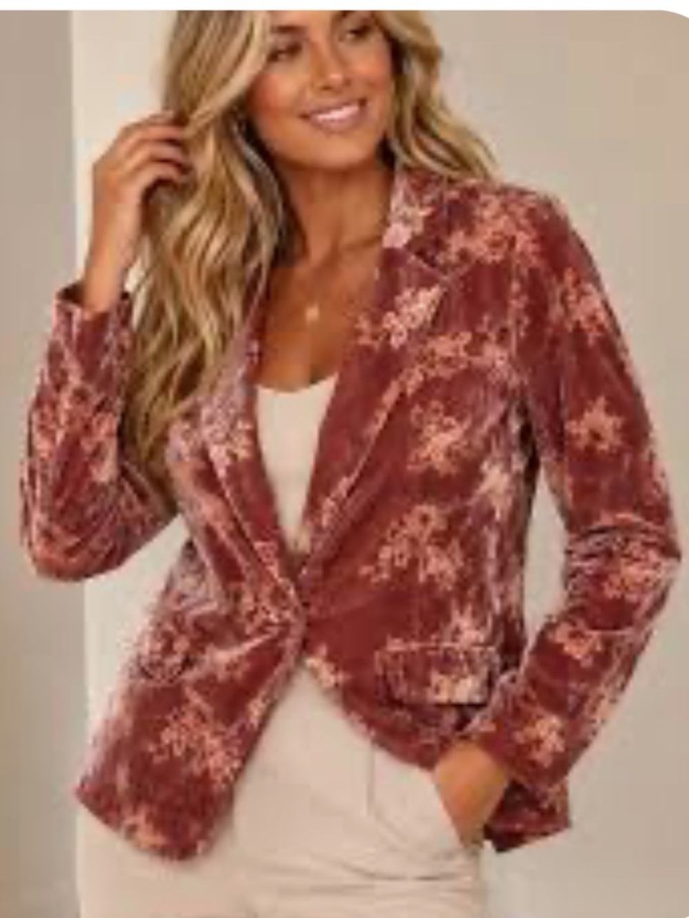 Anthropologie Hutch Floral  Burnout Velvet Blazer In Dusty Rose / Mauve Size XS